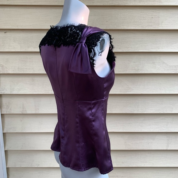 Nanette Lepore y2k purple silk & black lace blouse - Picture 5 of 6
